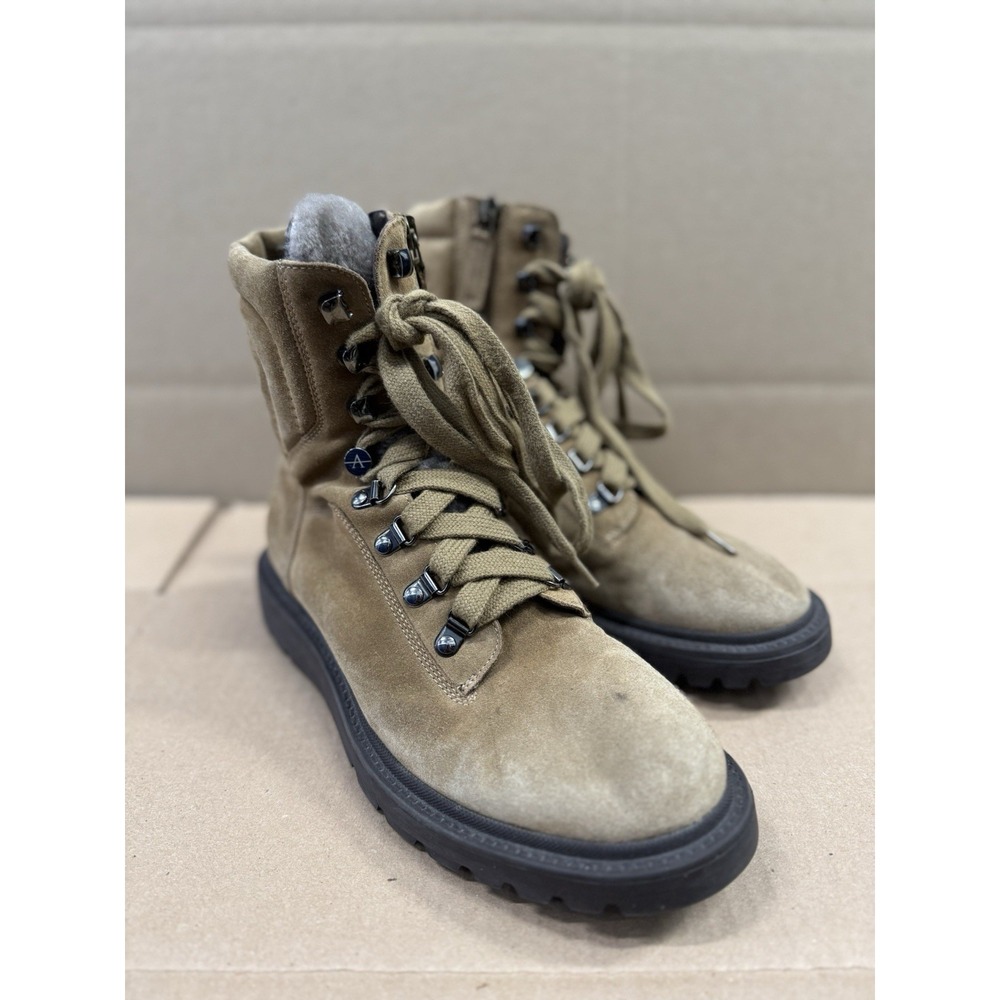 Aquatalia Shearling & Leather High Ankle Boots Tan Brown Size 8